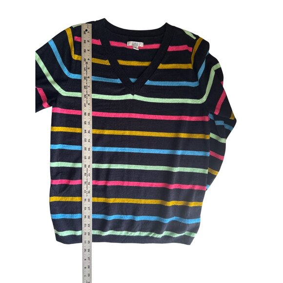 Croft & Barrow Black & Multicolor Striped Pullover V-Neck Sweater Size M - Picture 7 of 7